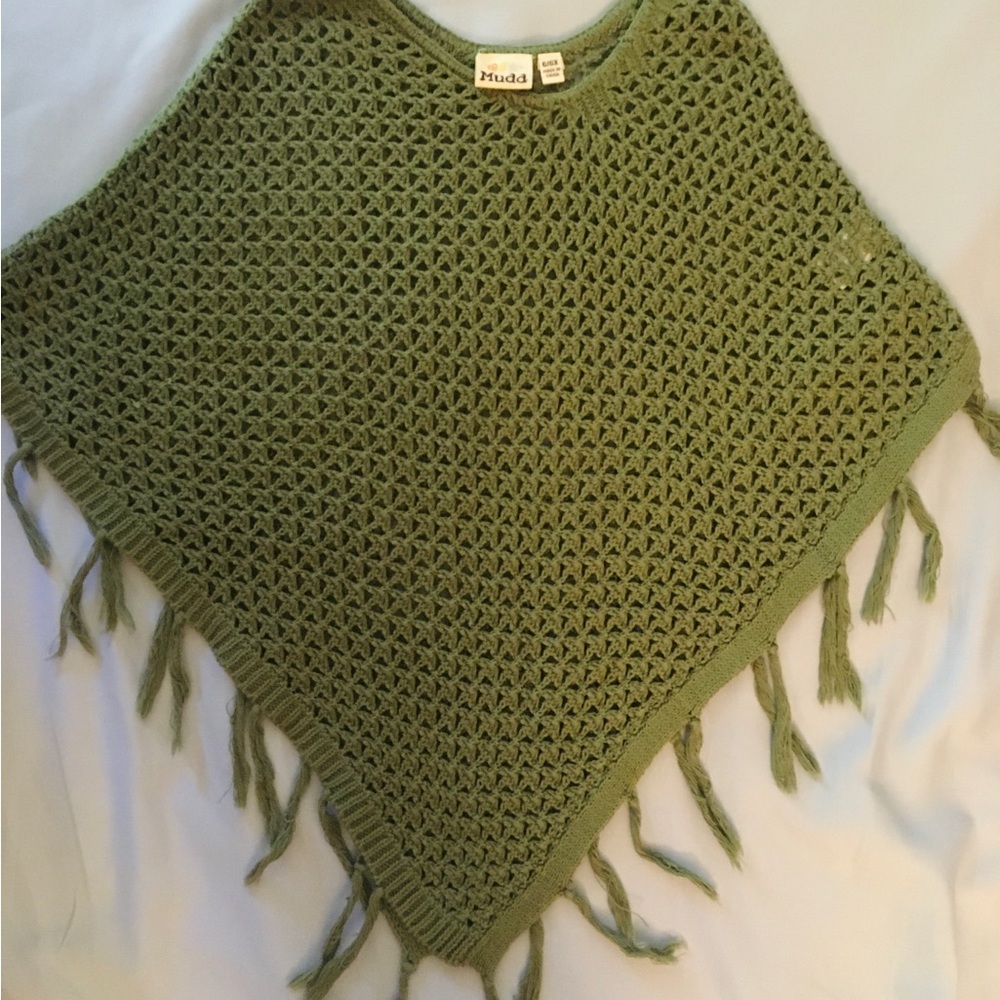 Mudd Green Crochet Knit Poncho